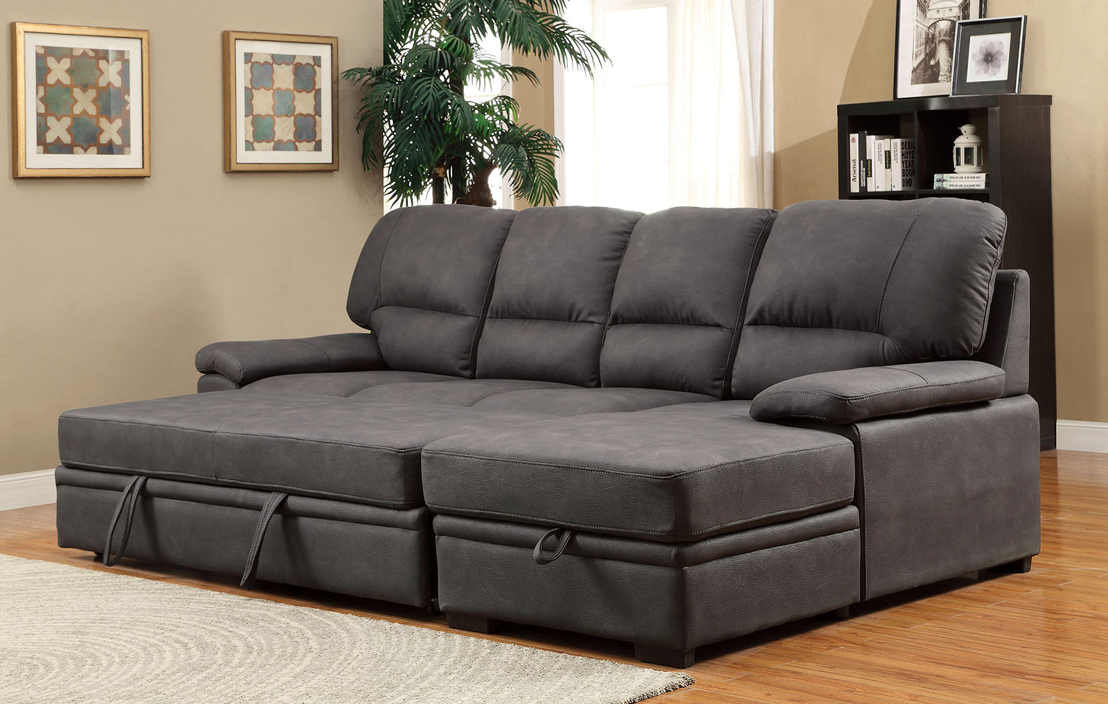 Furniture of America - Alcester Sectional w/ Sleeper in Graphite - CM6908BK-SET View 2