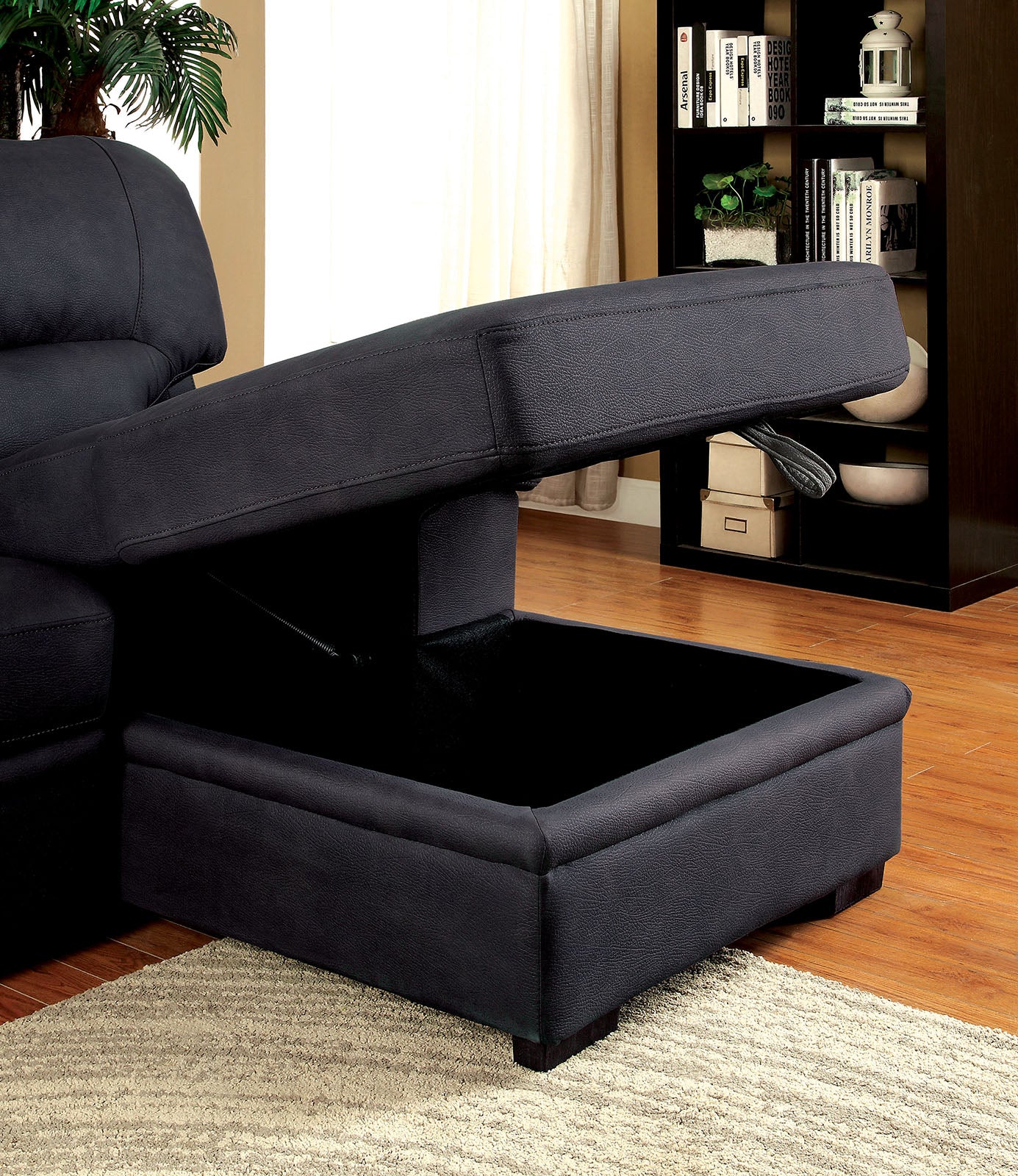 Furniture of America - Alcester Sectional w/ Sleeper in Graphite - CM6908BK-SET View 3