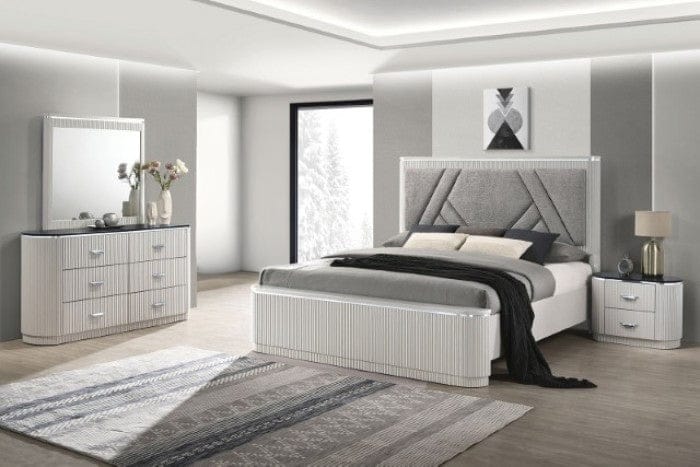 Furniture of America - Aldgate 5 Pc. Queen Bedroom Set w/ 2NS in Light Gray - FM7244GY-Q-5PC-2NS View 1