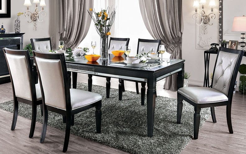 Furniture of America - Alena 7 Pc. Dining Table Set in Black, Silver - CM3452BK-T-7PC View 1