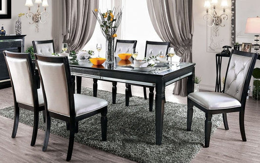 Furniture of America - Alena 7 Pc. Dining Table Set in Black, Silver - CM3452BK-T-7PC View 1