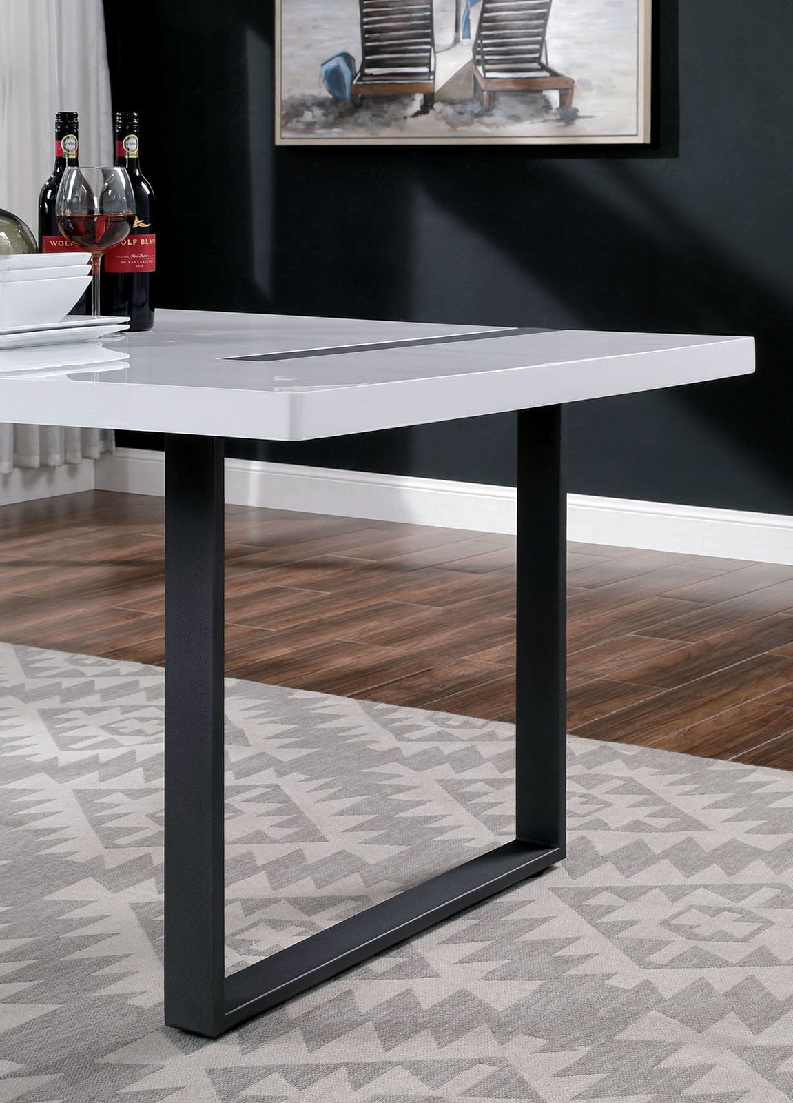 Furniture of America - Alessia 7 Pc. Dining Table Set in White/Black - FOA3769T-7PC View 2