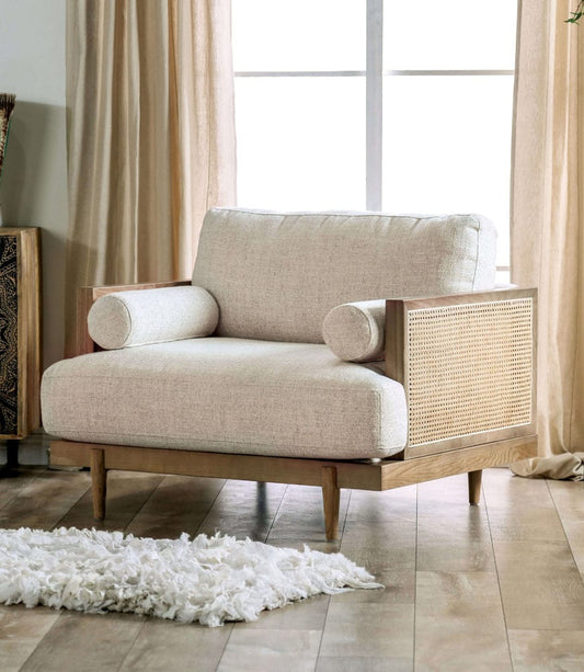 Furniture of America - Alesund Chair in Beige/Light Oak - CM9981-CH View 1