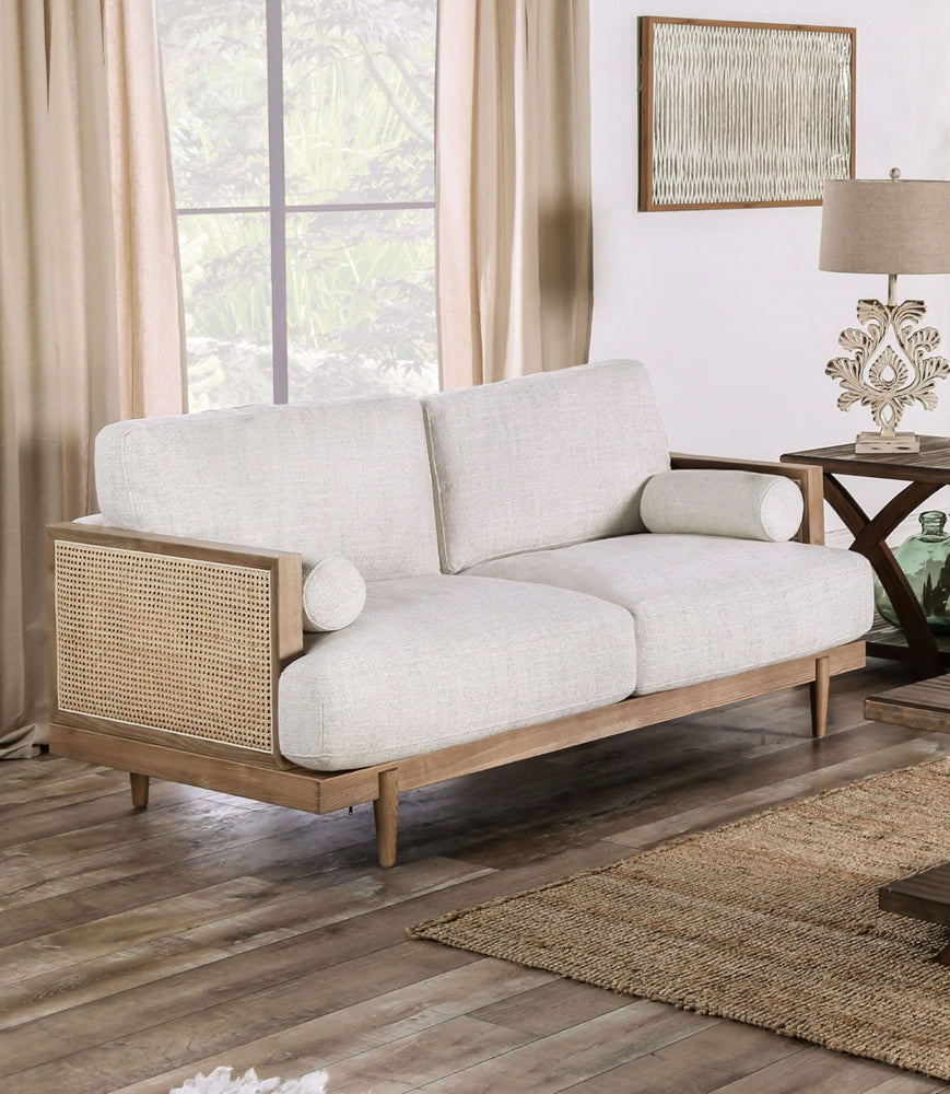 Furniture of America - Alesund Loveseat in Beige/Light Oak - CM9981-LV View 1
