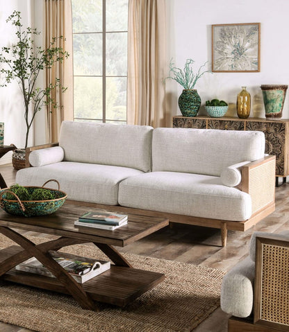 Furniture of America - Alesund Sofa in Beige/Light Oak - CM9981-SF View 1