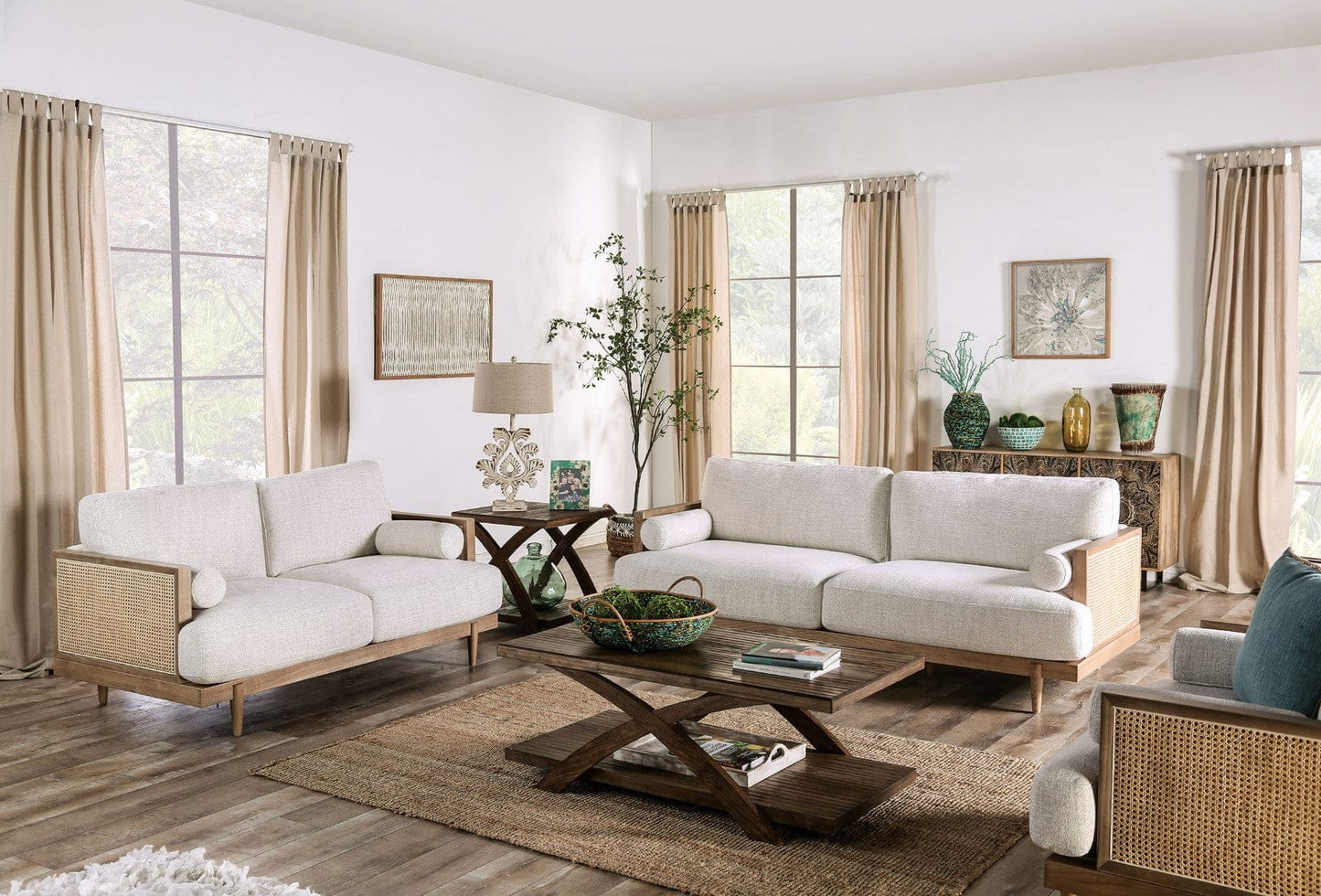 Furniture of America - Alesund Sofa in Beige/Light Oak - CM9981-SF View 2