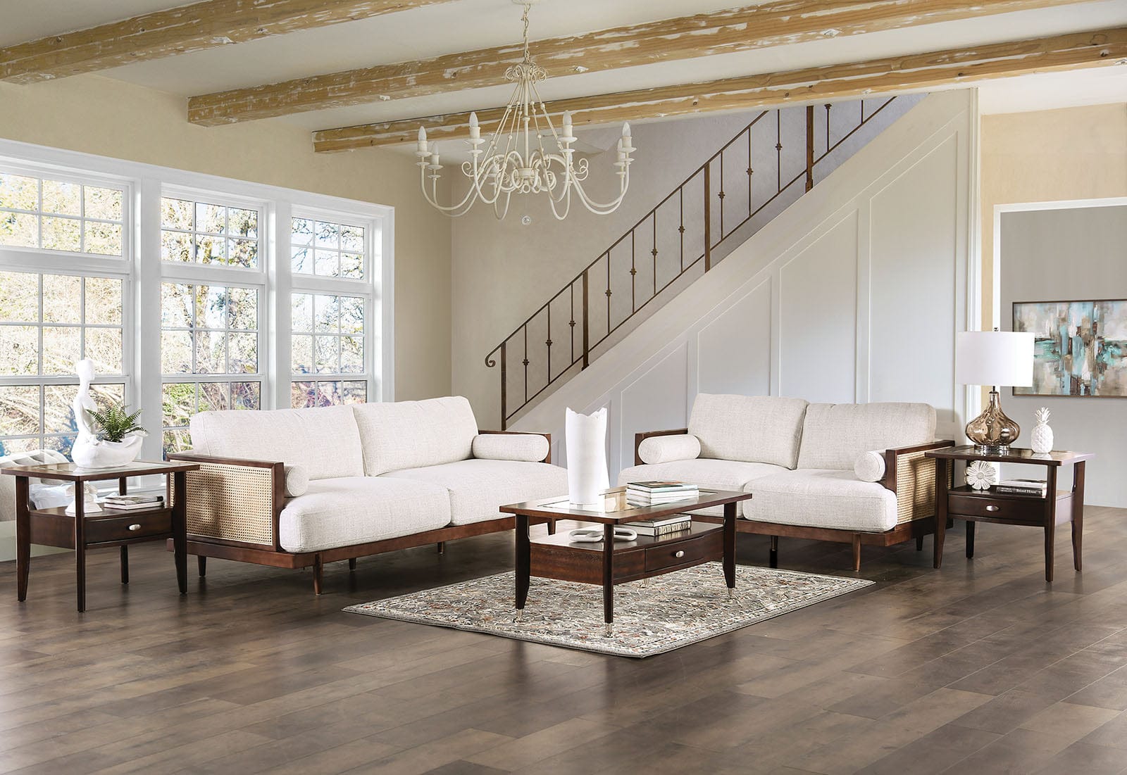 Furniture of America - Alesund Sofa in Beige/Walnut - CM9982-SF View 2