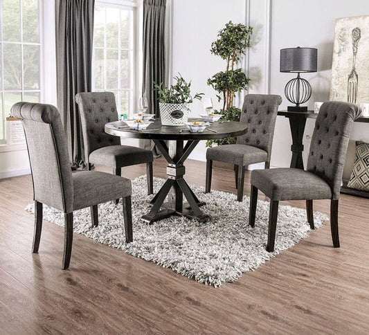 Furniture of America - Alfred 5 Pc. Round Dining Table Set in Antique Black/Gray - CM3735RT-5PC-GY View 1