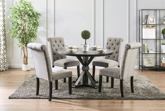 Furniture of America - Alfred 5 Pc. Round Dining Table Set in Antique Black/Light Gray - CM3735RT-5PC-LG View 1