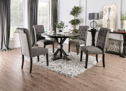 Furniture of America - Alfred 5 Pc. Round Dining Table Set in Antique Black/Light Gray - CM3735RT-5PC-LG View 2