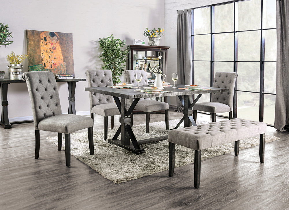Furniture of America - Alfred 6 Pc. Dining Table Set w/ Bench in Antique Black - CM3735T-LG-6PC-BN View 1