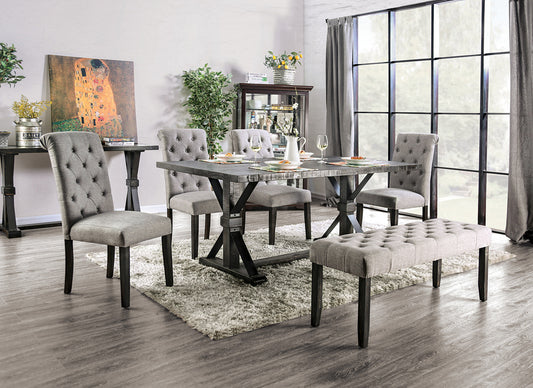 Furniture of America - Alfred 6 Pc. Dining Table Set w/ Bench in Antique Black - CM3735T-LG-6PC-BN View 1