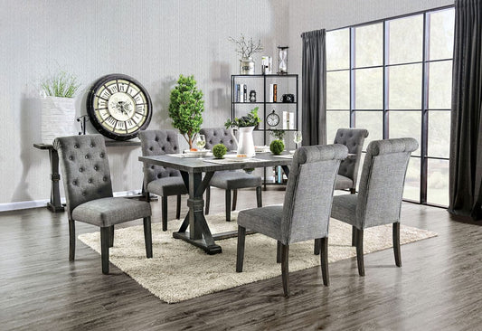 Furniture of America - Alfred 7 Pc. Dining Table Set in Antique Black - CM3735T-GY-7PC View 1