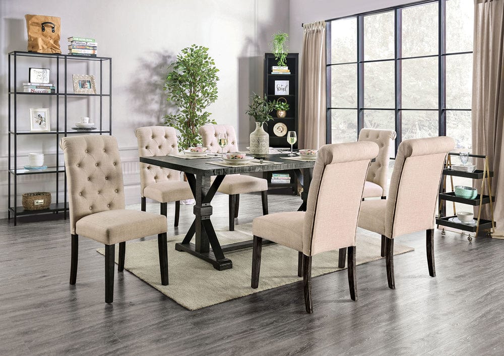 Furniture of America - Alfred 7 Pc. Dining Table Set in Antique Black - CM3735T-IV-7PC View 1