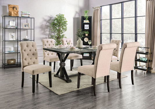 Furniture of America - Alfred 7 Pc. Dining Table Set in Antique Black - CM3735T-IV-7PC View 1