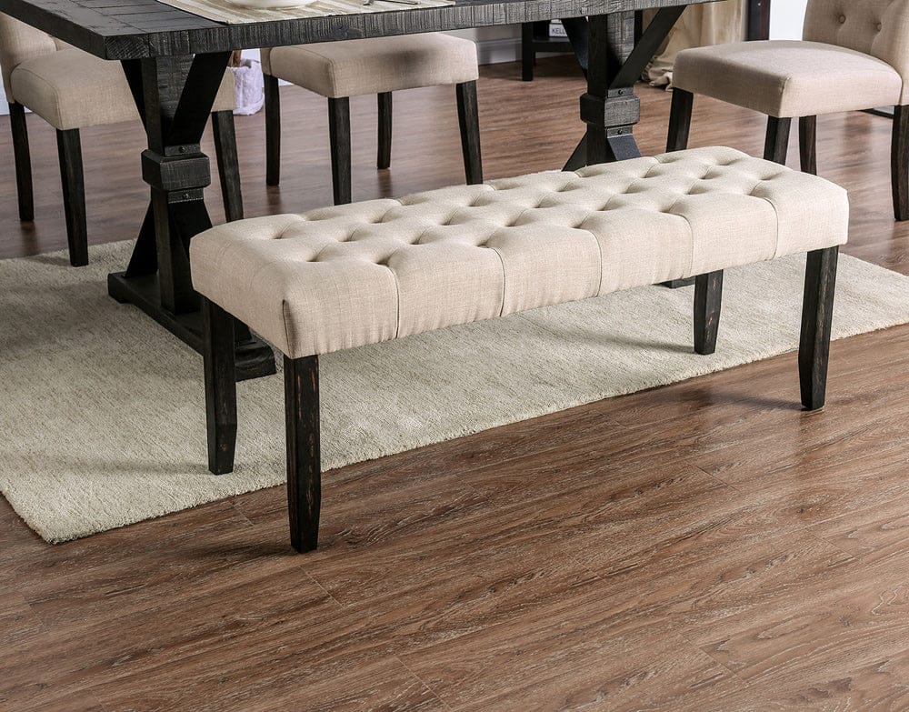 Furniture of America - Alfred Bench in Antique Black/Ivory - CM3735IV-BN View 1
