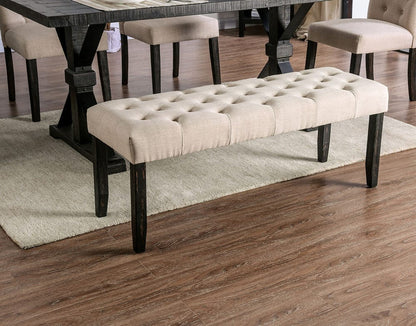 Furniture of America - Alfred Bench in Antique Black/Ivory - CM3735IV-BN View 1