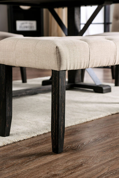 Furniture of America - Alfred Bench in Antique Black/Ivory - CM3735IV-BN View 2