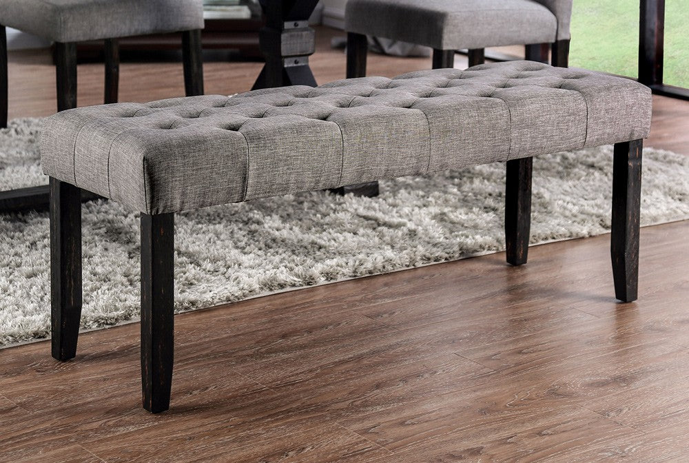 Furniture of America - Alfred Bench in Antique Black/Light Gray - CM3735LG-BN View 1