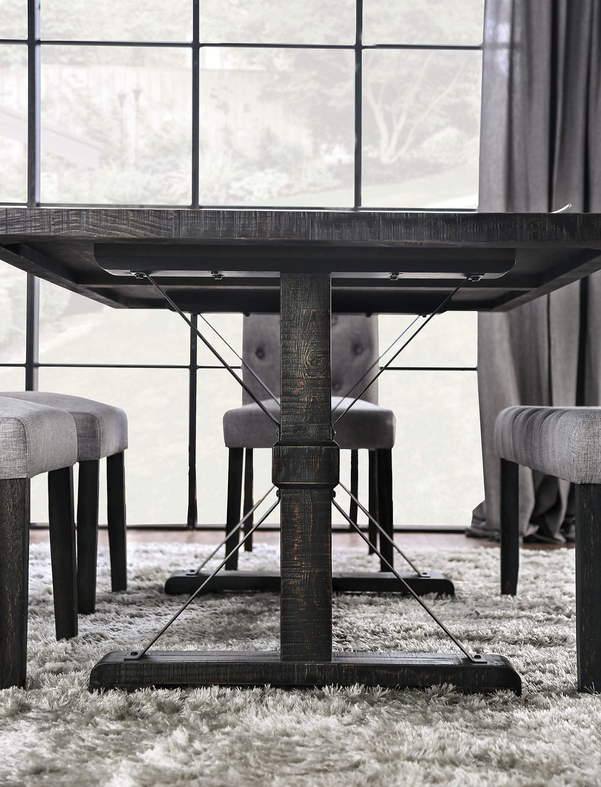 Furniture of America - Alfred Dining Table in Antique Black - CM3735T View 2