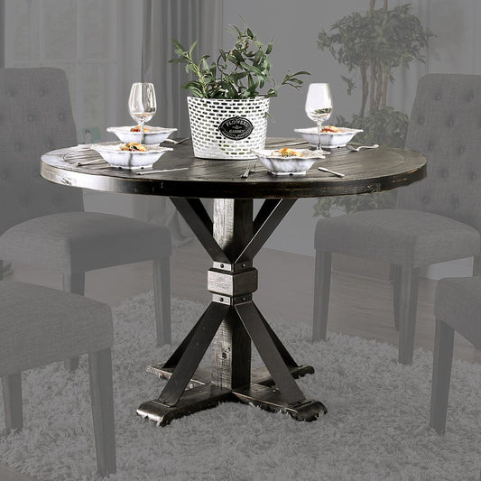 Furniture of America - Alfred Round Table in Antique Black/Ivory - CM3735RT View 1