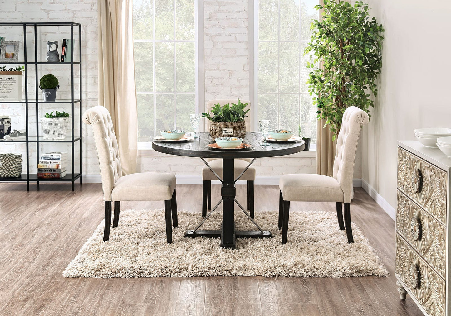 Furniture of America - Alfred Round Table in Antique Black/Ivory - CM3735RT View 5