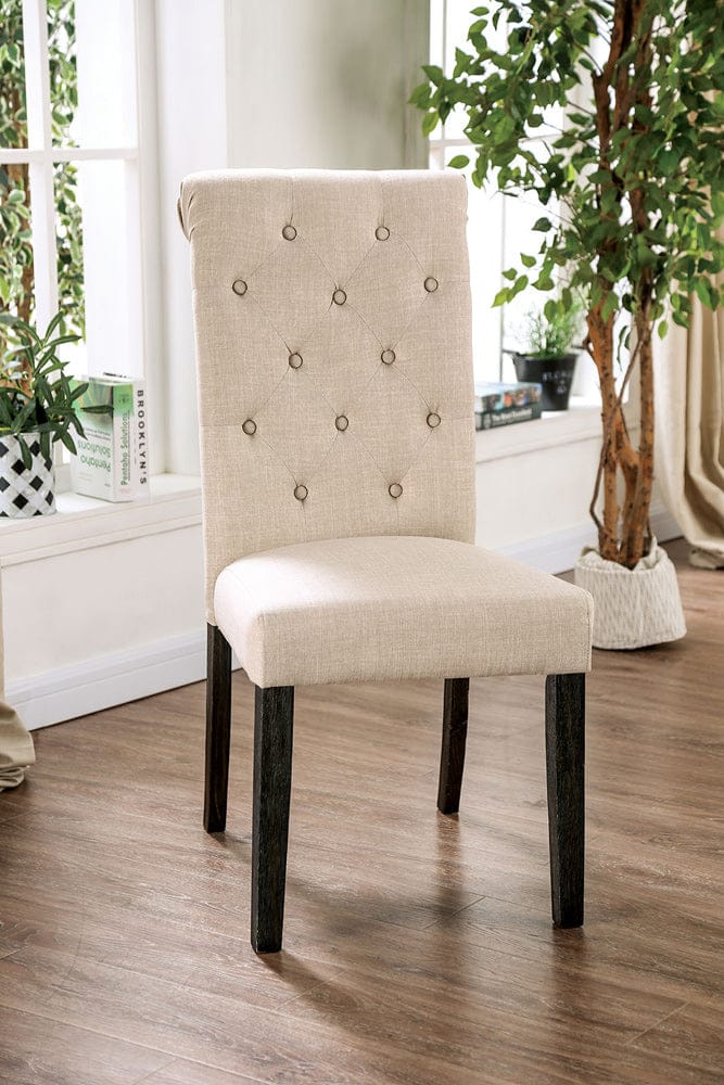Furniture of America - Alfred Side Chair in Antique Black/Ivory - CM3735IV-SC-2PK View 1