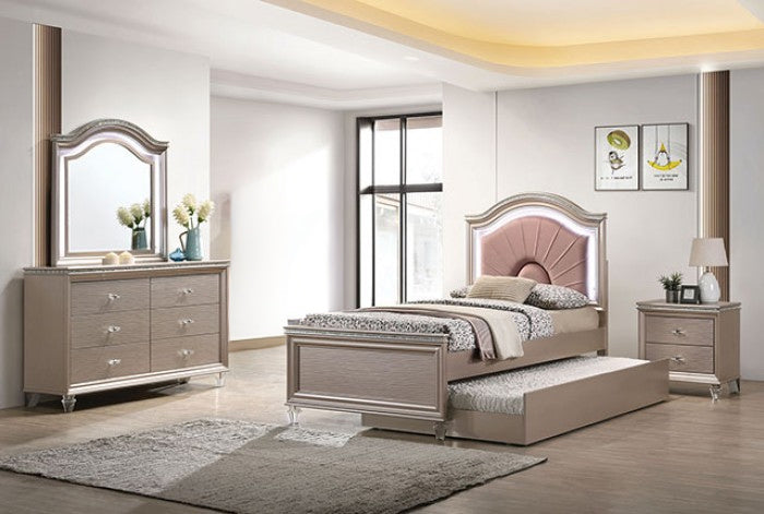 Furniture of America - Allie 4 Pc. Full Bedroom Set w/ Trundle in Rose Gold - CM7901RG-F-4PC-TR View 1