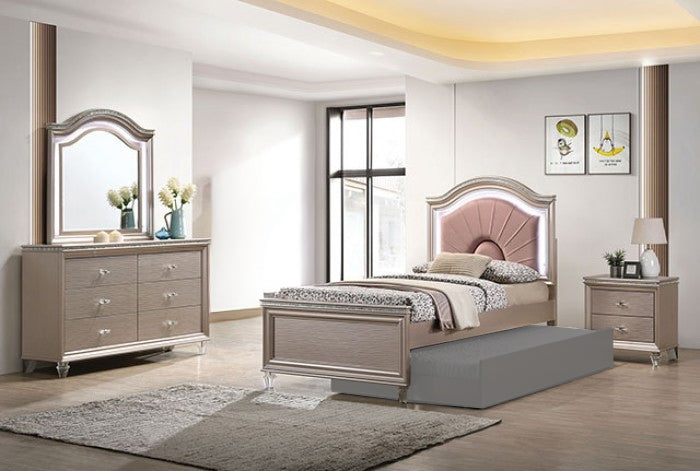 Furniture of America - Allie 4 Pc. Twin Bedroom Set in Rose Gold - CM7901RG-T-4PC View 1