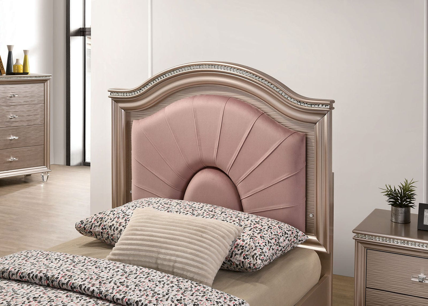 Furniture of America - Allie Twin Bed in Rose Gold - CM7901RG-T-BED View 3
