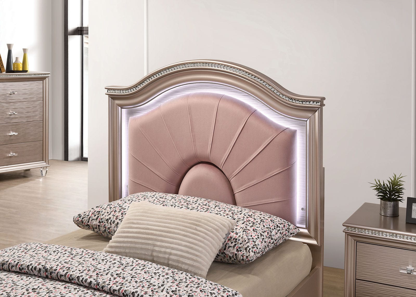 Furniture of America - Allie Twin Bed in Rose Gold - CM7901RG-T-BED View 4