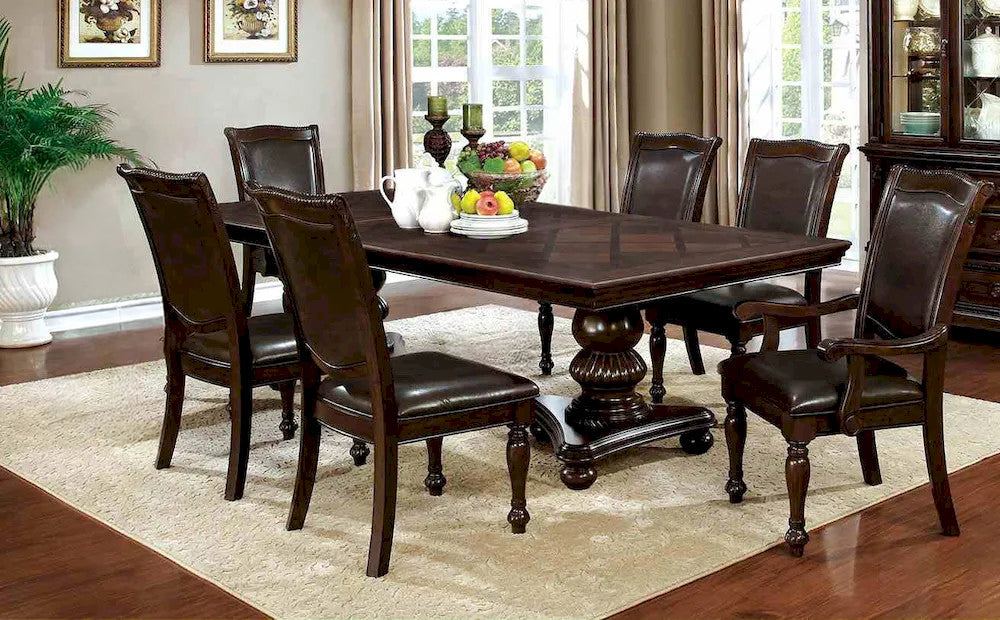 Furniture of America - Alpena - 6 Pc. Dining Table Set (2AC+4SC) - Brown Cherry - CM3350T-7PC view 1