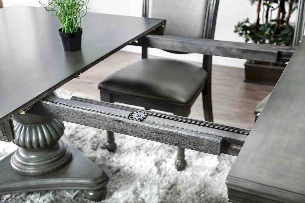 Furniture of America - Alpena - 6 Pc. Dining Table Set (2AC+4SC) - Gray - CM3350GY-T-7PC view 3
