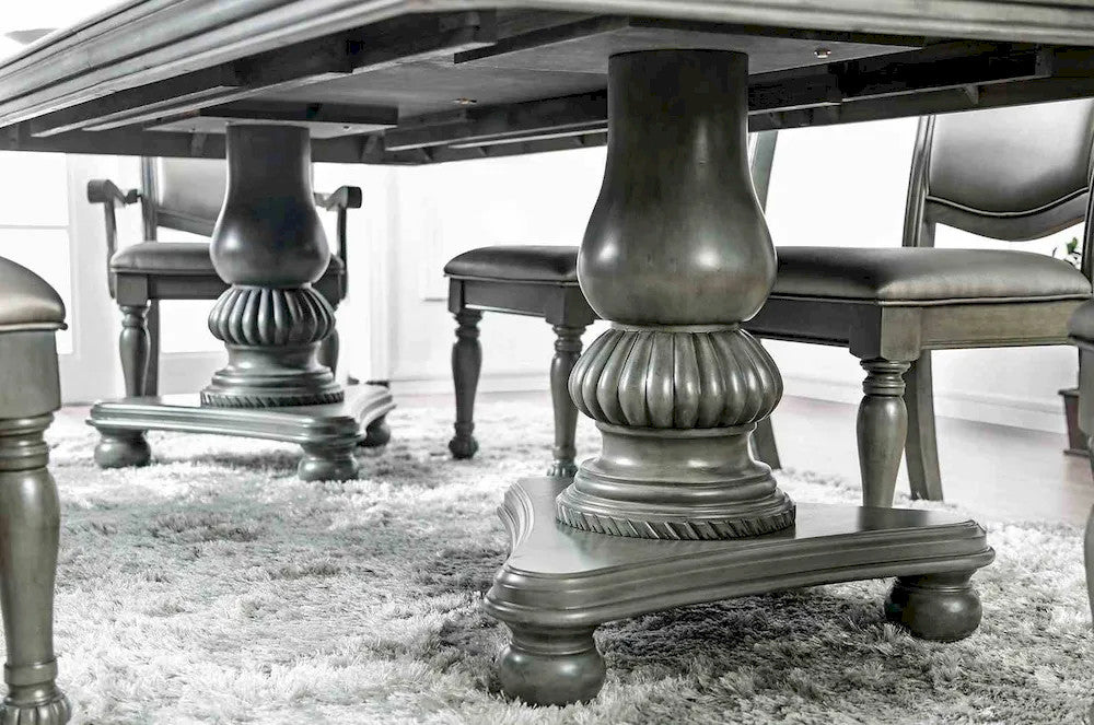 Furniture of America - Alpena - 6 Pc. Dining Table Set (2AC+4SC) - Gray - CM3350GY-T-7PC view 4