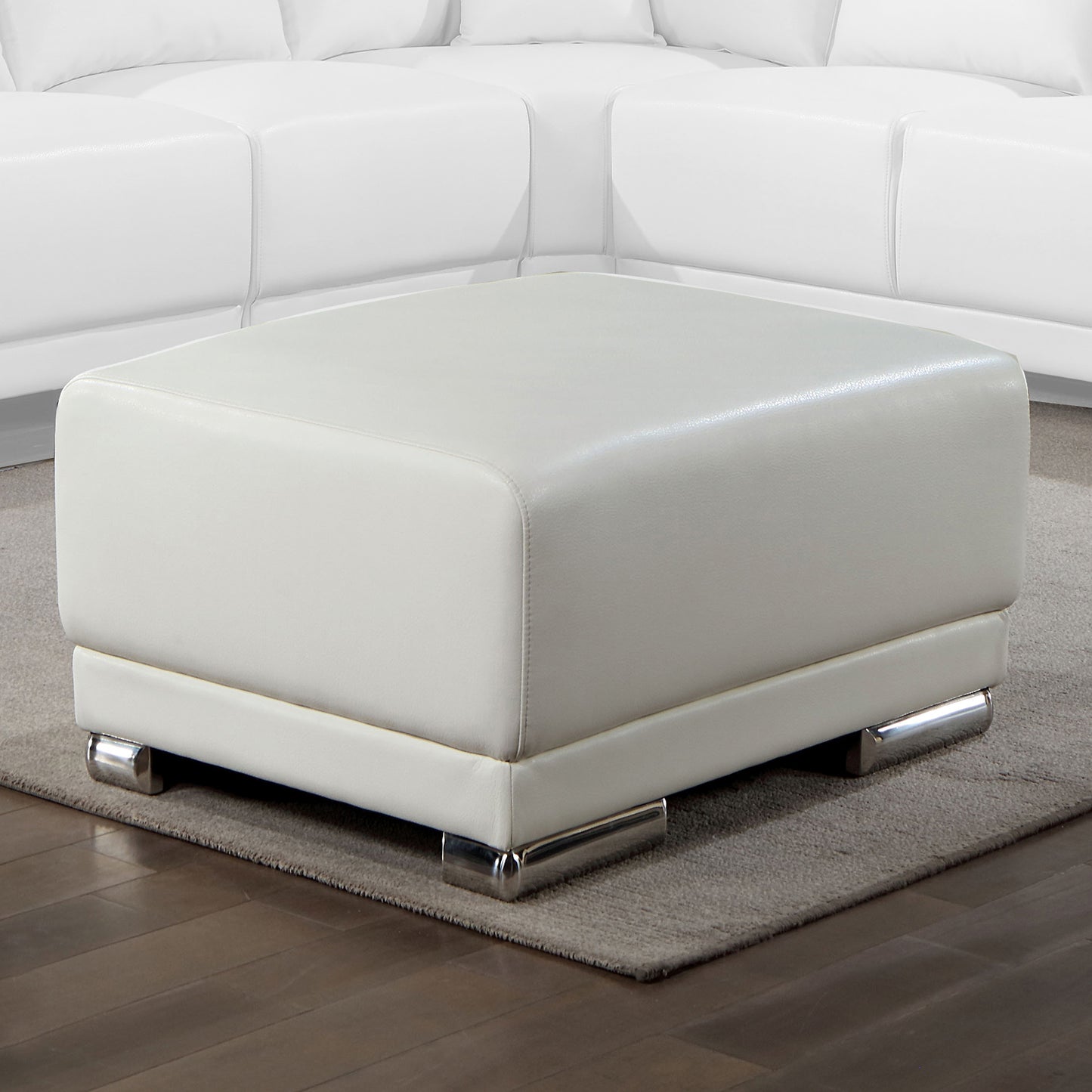 Furniture of America - Althea Ottoman in White - CM6410WH-OT View 1