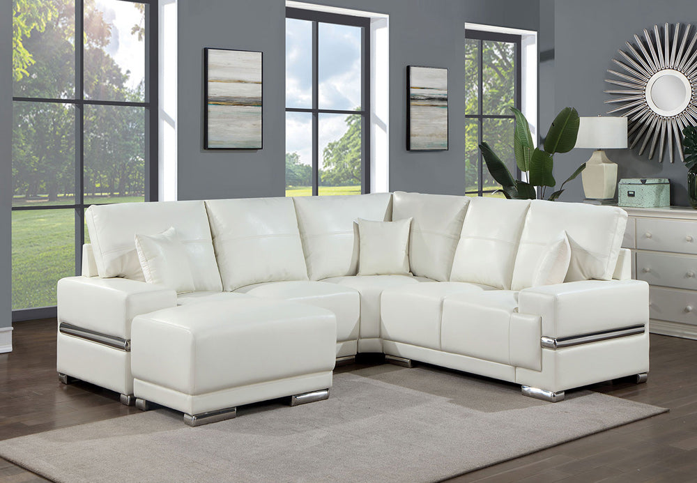 Furniture of America - Althea Ottoman in White - CM6410WH-OT View 2