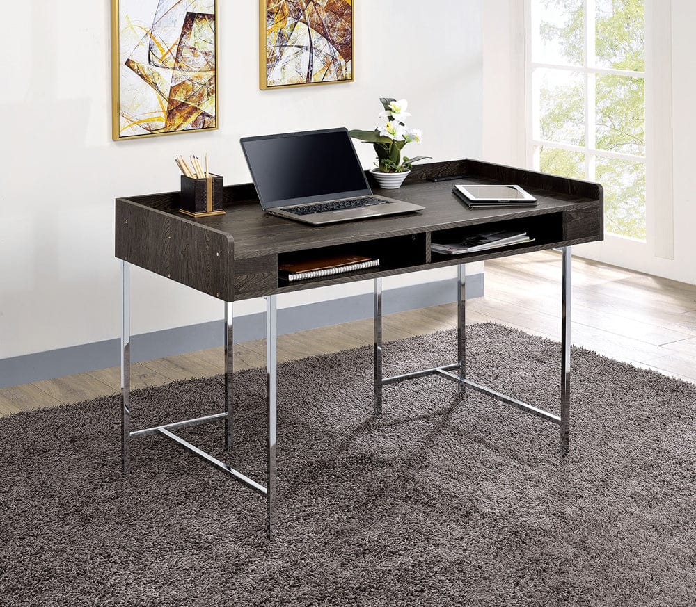 Furniture of America - Alvin Writing Desk in Brown/Chrome - CM-DK5241 View 1