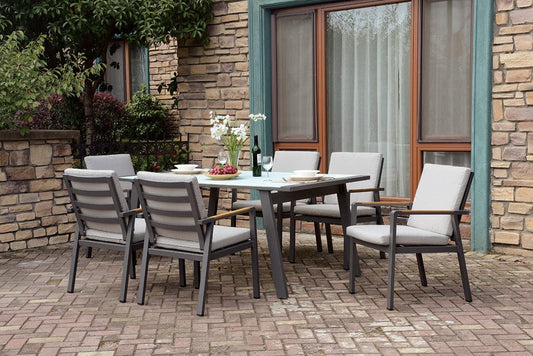 Furniture of America - Alycia 7 Pc. Patio Dining Set in White/Beige/Gray - CM-OT2141T-7PC View 1