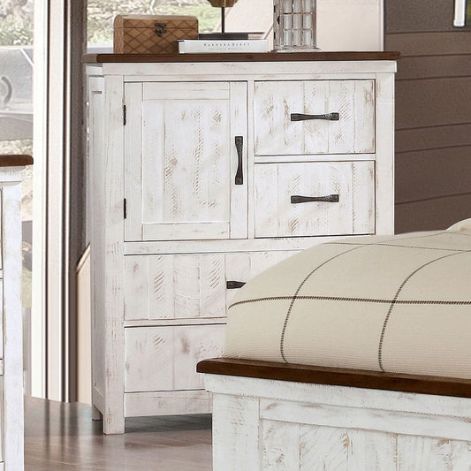 Furniture of America - Alyson Chest in Distressed White/Walnut - CM7962C View 1
