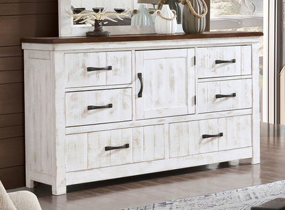 Furniture of America - Alyson Dresser in Distressed White/Walnut - CM7962D View 1