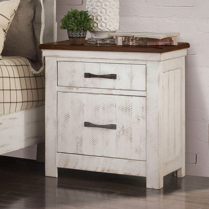 Furniture of America - Alyson Nightstand w/ USB in Distressed White/Walnut - CM7962N View 1
