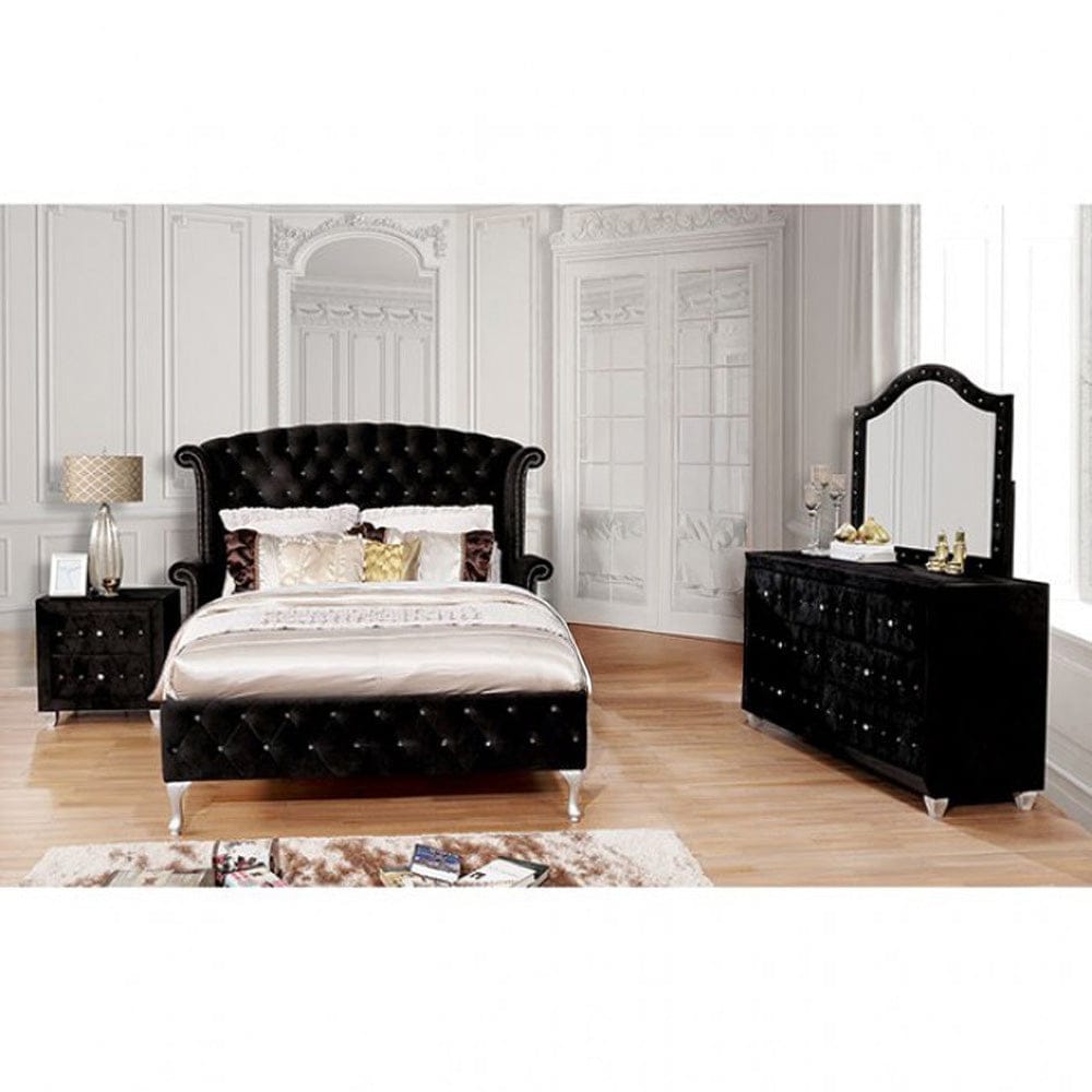 Furniture of America - Alzir 4 Pc. Queen Bedroom Set in Black - CM7150BK-Q-4PC