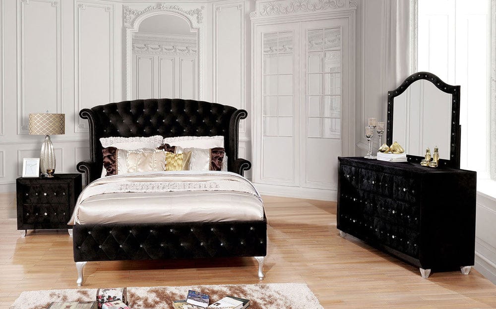Furniture of America - Alzir 5 Pc. Queen Bedroom Set w/ 2NS in Black - CM7150BK-Q-5PC-2NS View 1