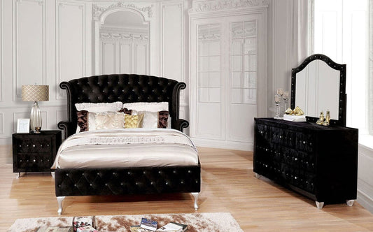 Furniture of America - Alzir 5 Pc. Queen Bedroom Set w/ 2NS in Black - CM7150BK-Q-5PC-2NS View 1