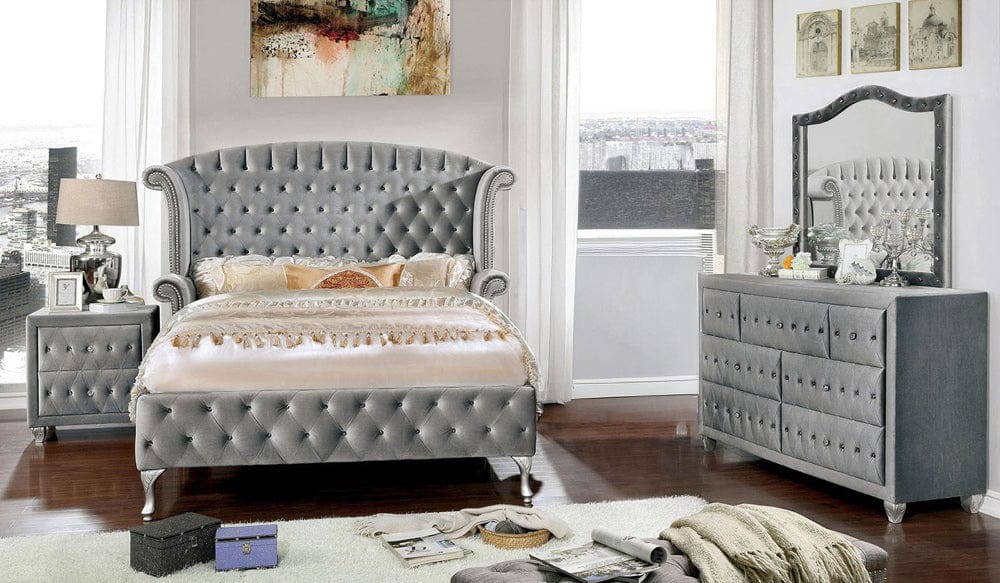 Furniture of America - Alzir 5 Pc. Queen Bedroom Set w/ 2NS in Gray - CM7150Q-5PC-2NS View 1