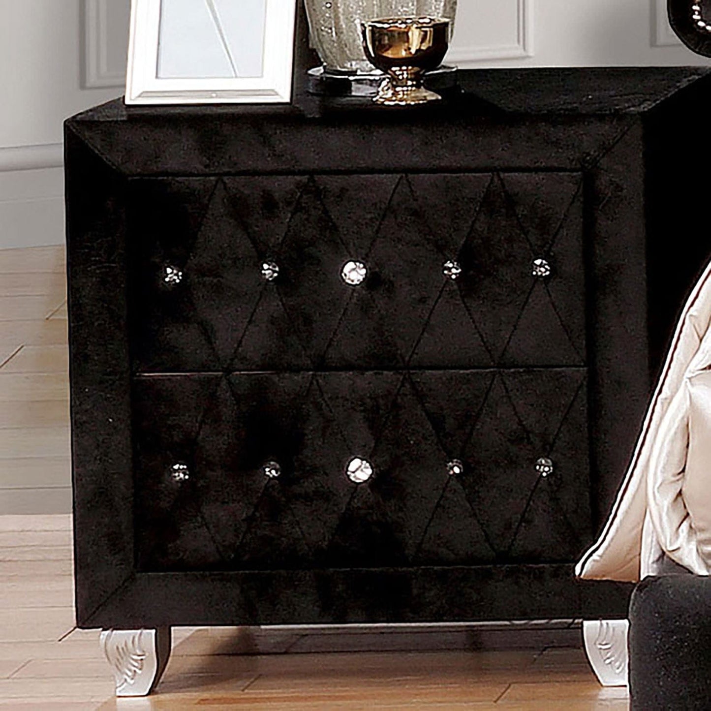 Furniture of America - Alzire Nightstand in Black - CM7150BK-N View 2
