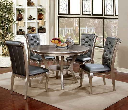 Furniture of America - Amina 5 Pc. Round Dining Table Set in Champagne - CM3219RT-5PC View 1