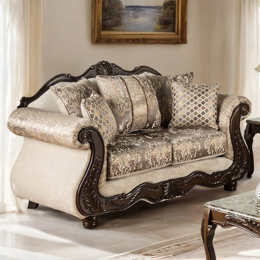 Furniture of America - Andalusia Loveseat in Light Brown/Dark Cherry - SM6450-LV View 1