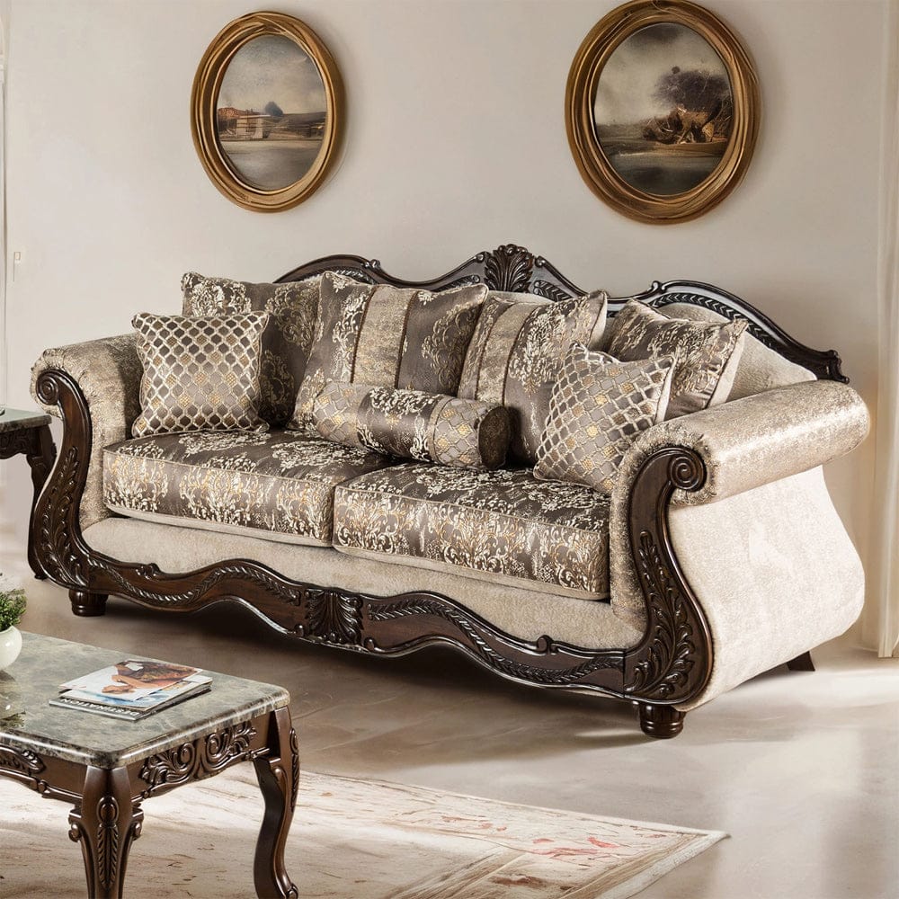 Furniture of America - Andalusia Sofa in Light Brown/Dark Cherry - SM6450-SF View 1