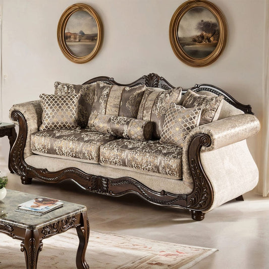 Furniture of America - Andalusia Sofa in Light Brown/Dark Cherry - SM6450-SF View 1